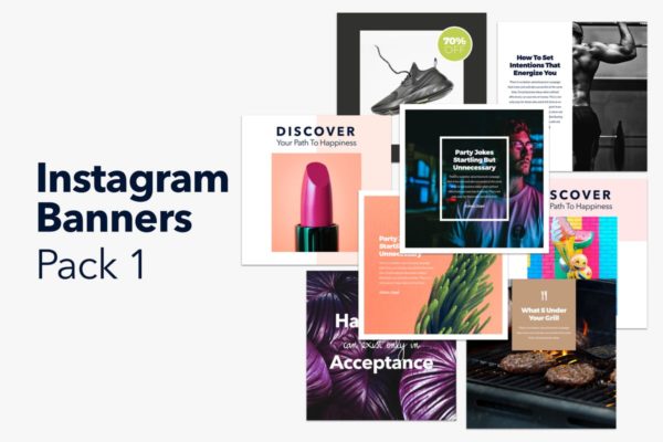 Instagram社交媒体新媒体适用Banner16图库精选广告模板 Instagram Banners Pack 1