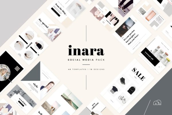 时尚潮流主题社交媒体贴图模板16设计网精选 Inara &#8211; Social Media Bundle