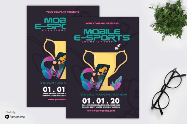 手机游戏电子竞技赛海报PSD素材16设计网精选设计模板 Mobile e-Sports Championship &#8211; Flyer GR