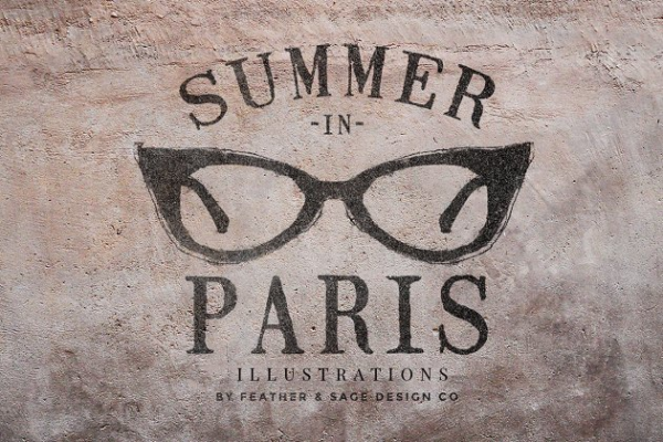 夏季巴黎时尚矢量元素插图 Summer In Paris Vector Graphics