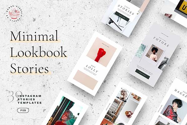 30个独特时尚的Lookbook社交媒体Instagram故事模板16设计网精选 Minimal Lookbook Instagram Stories [psd]