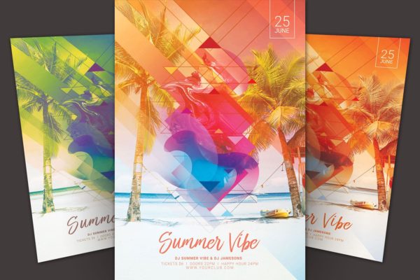 清爽夏季活动海报宣传单模板 Summer Vibe Flyer Template