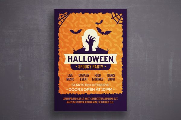 万圣节恐怖之夜活动邀请海报传单16设计网精选PSD模板v5 Halloween flyer template