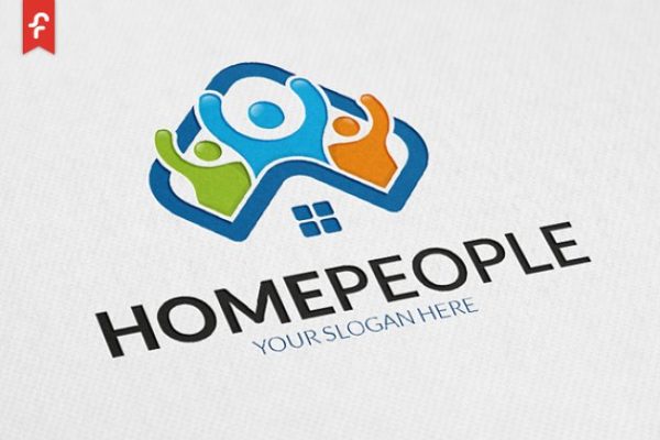 家庭主题Logo模板 Home People Logo