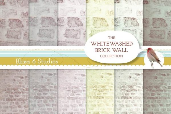 粉刷砖墙背景 Whitewashed Brick Wall Backgrounds