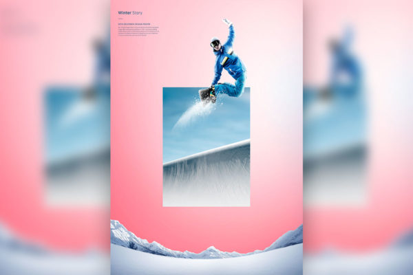 滑雪运动冬季故事主题海报PSD素材1