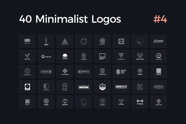 40款多用途的极简标志Logo模板V.4 40 Minimalist Logos Vol. 4