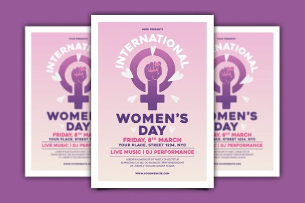 国际妇女节日庆典传单设计 International Women&#8217;s Day Flyer