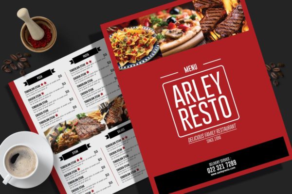 简约设计风格西餐餐单菜单PSD模板 Simple Restaurant Menu Flyer