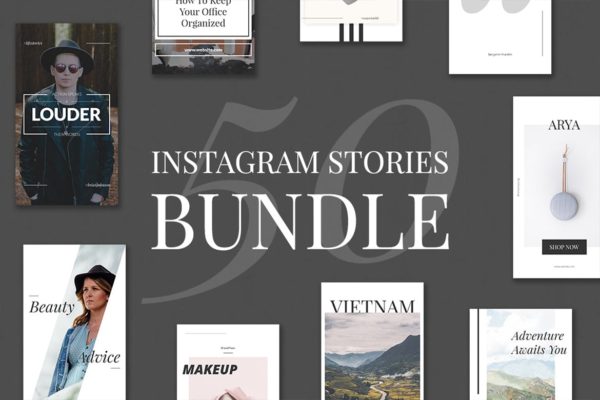 50款Instagram社交平台品牌故事营销策划设计模板16图库精选 50 Instagram Stories Bundle