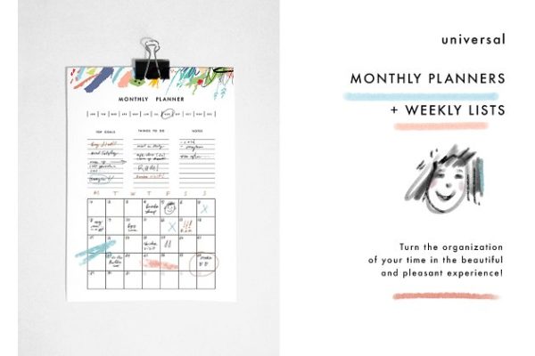 月计划/周计划表格设计模板 Monthly planners &amp; Weekly lists