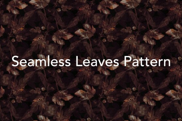 抽象秋季枯叶无缝图案素材 Dark Leaves Seamless Pattern