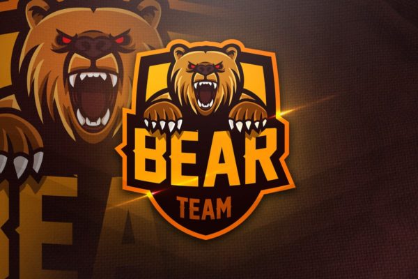 野熊游戏竞技俱乐部战队Logo设计模板 Bear Team &#8211; Mascot &amp; Esport Logo