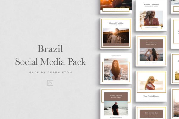 旅行主题社交媒体贴图模板素材天下精选 Brazil Social Media Pack