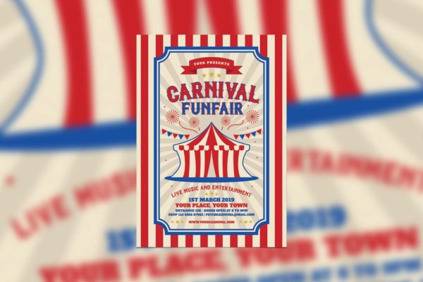 复古嘉年华和游乐场活动海报制作模板 Retro Carnival and Funfair