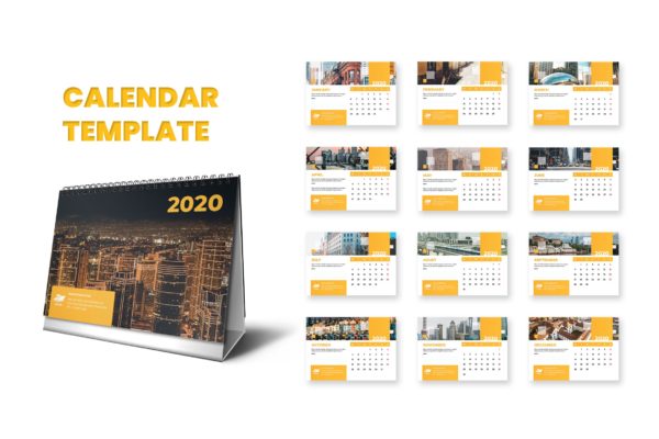 世界建筑主题2020年活页台历日历表模板 Calendar 2020