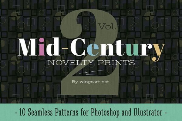 复刻1950s年代风格无缝纹理 Retro 1950s Style Seamless Patterns