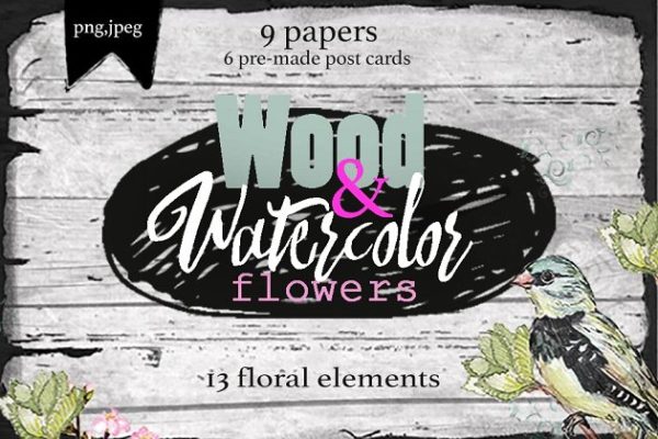 花卉与木的艺术矢量元素 flowers &amp; wood
