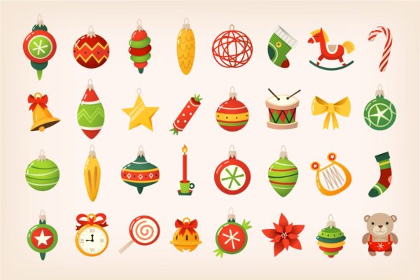 圣诞装饰球彩色矢量图标素材 Christmas Balls Icons