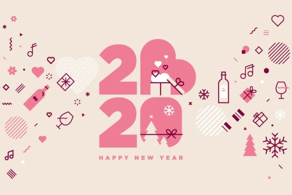 2020新年贺卡矢量普贤居精选模板v7 Happy New Year 2020 greeting card