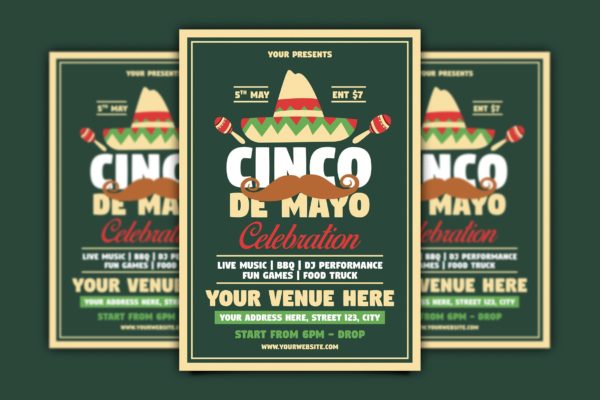 墨西哥五月五日节海报设计模板 Cinco De Mayo Celebration