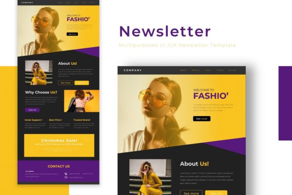 时尚潮牌邮件订阅推广页面设计模板 Fashio Newsletter