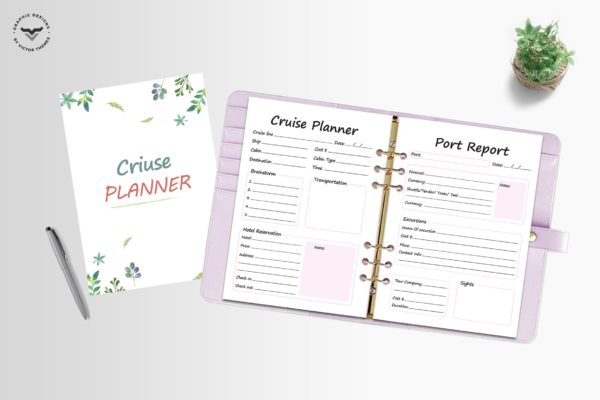 邮轮旅行计划记事本页面设计模板 Cruise Trip Planner