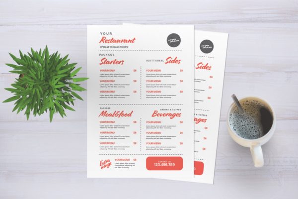 西式餐厅菜单版式设计模板素材 Res