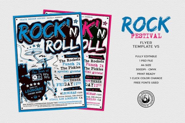 摇滚音乐节活动海报PSD模板v5 Rock