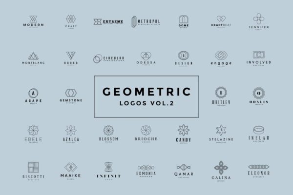 极简主义几何图形Logo标志模板V2 Geometric Logos Vol.2