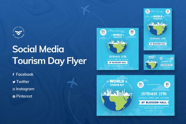 世界旅游日主题推广社交媒体设计模板16设计网精选 World Tourism Day Social Media Template