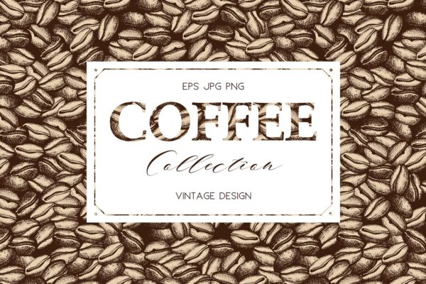 复古风格咖啡主题插画素材 Vinatge Coffee Design Set