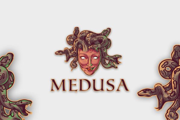 蛇发女怪美杜莎Logo设计模板 Medusa Mascot Logo