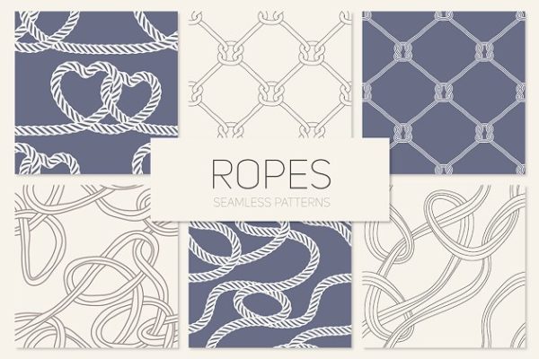 各种形态的绳索图案无缝纹理 Ropes