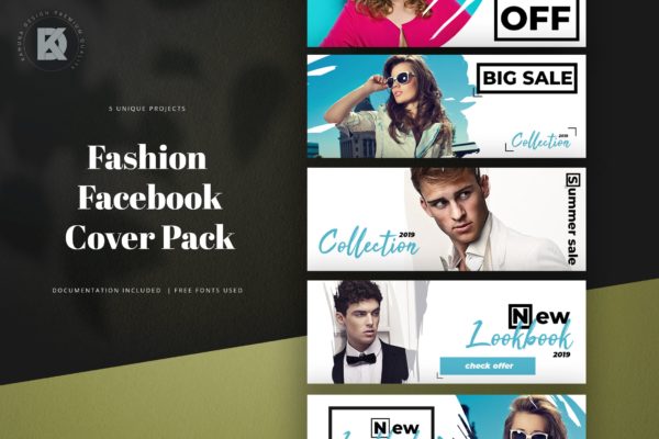 时装品牌Facebook社交推广封面设计模板素材天下精选 Fashion Facebook Cover Kit