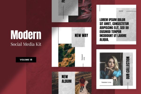 现代风格社交媒体品牌推广设计模板16图库精选v18 Modern Social Media Kit (Vol. 18)