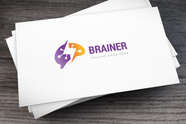 思维脑力创意Logo标志设计模板 Brain Power Logo Template