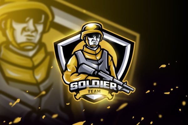 卡通士兵形象电子竞技战队队徽Logo模板 Soldier Team &#8211; Mascot &amp; Esport Logo