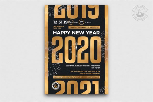 2020年新年跨年倒数活动海报设计模板v11 New Year Flyer Template V11
