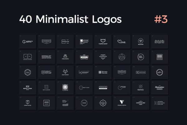 40款多用途的极简标志Logo模板V.3 40 Minimalist Logos Vol. 3