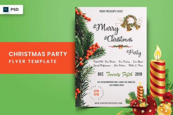 圣诞节主题派对邀请海报传单模板v1 Christmas Party Flyer-01