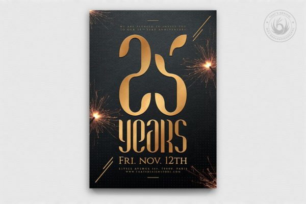 高端奢华企业周年庆活动海报设计模板 Birthday Anniversary Flyer Template
