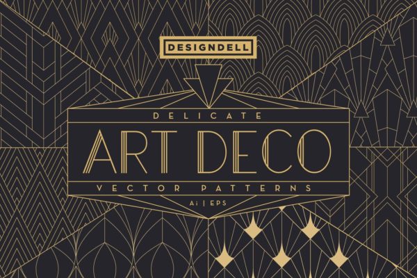 精致的装饰艺术矢量图案 Delicate Art Deco Vector Patterns