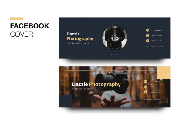 摄影品牌推广Facebook主页封面设计模板16设计网精选 Dazzle Photography Facebook Cover