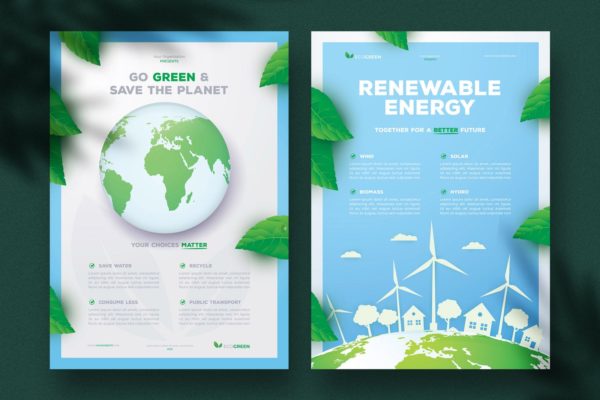 绿色环保/新能源主题传单模板 Ecol