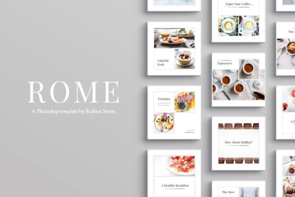 西式餐点主题社交媒体贴图模板16设计网精选 Rome Social Media Templates