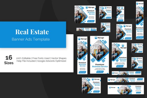 房地产企业网站Banner16设计网精选广告模板 Real Estate Banner Ads Template