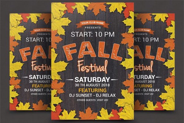 秋季节日宣传海报设计模板 Fall Festival Flyer