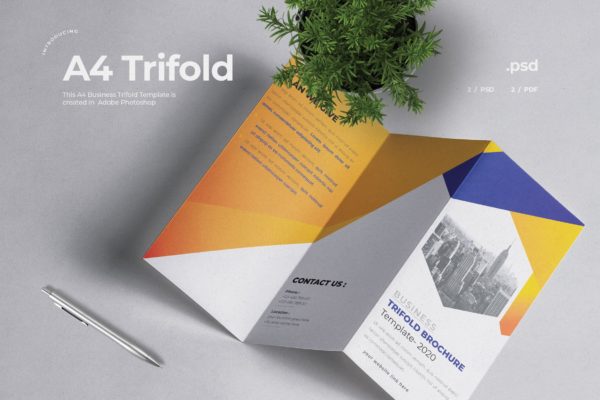 2020年企业简介三折页宣传单设计模板 Business Trifold Brochure