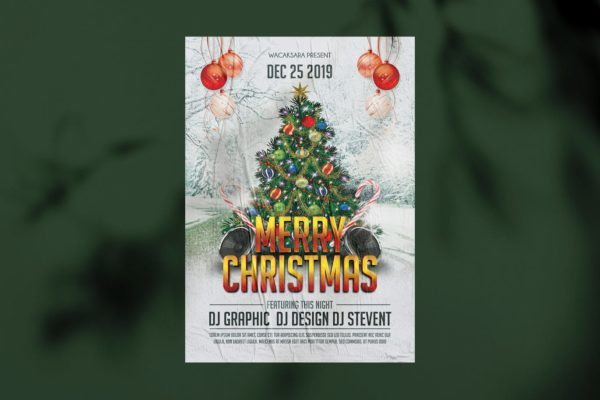 圣诞树圣诞节派对活动传单海报设计模板 Christmas Party Flyer